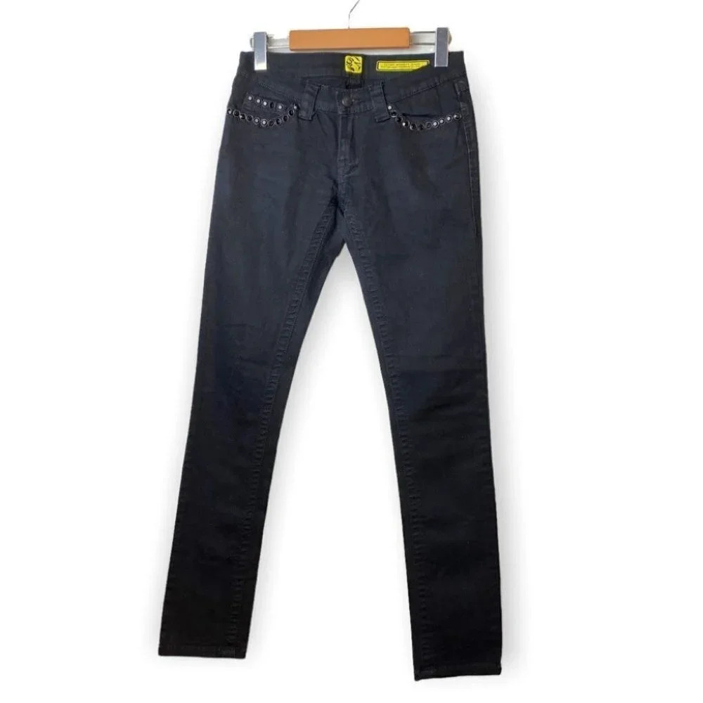 Flying Monkey Jeans Black Jewelled  Pocket Skinny Jeans